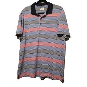 IZOD Performx Polo Shirt Men's X-Large  Striped Red/White/Blue Golf Tennis Sport